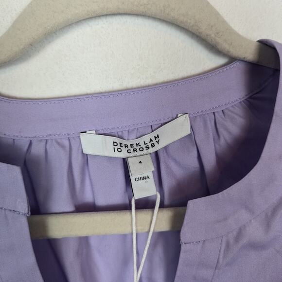 NWT Derek Lam 10 Crosby Purple Everly Handkerchief Hem Cotton Peplum Blouse - Picture 6 of 10